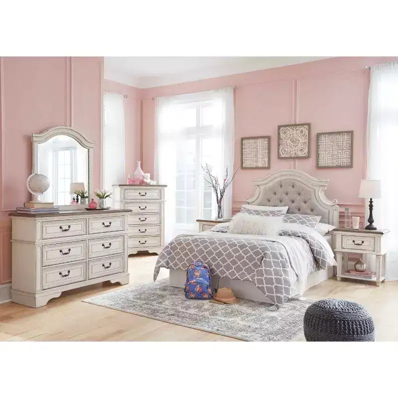 One Drawer Nightstand Chipped White - Cottage Style