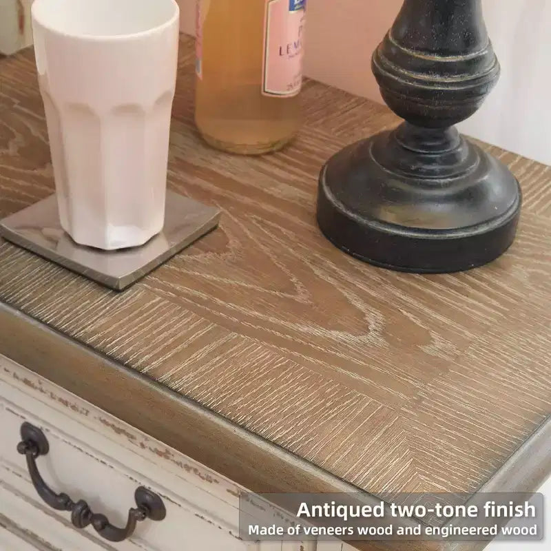 One Drawer Nightstand Chipped White - Cottage Style
