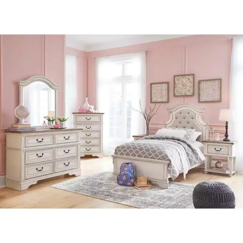 One Drawer Nightstand Chipped White - Cottage Style