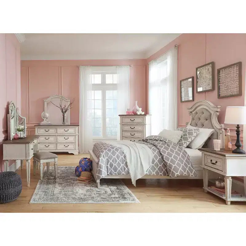 One Drawer Nightstand Chipped White - Cottage Style