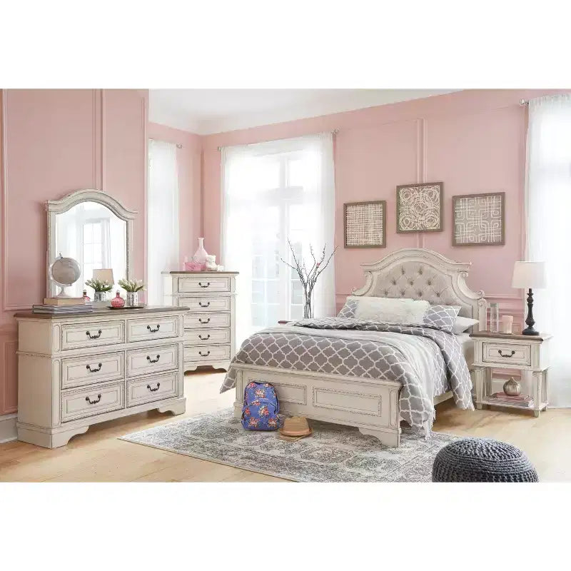 One Drawer Nightstand Chipped White - Cottage Style
