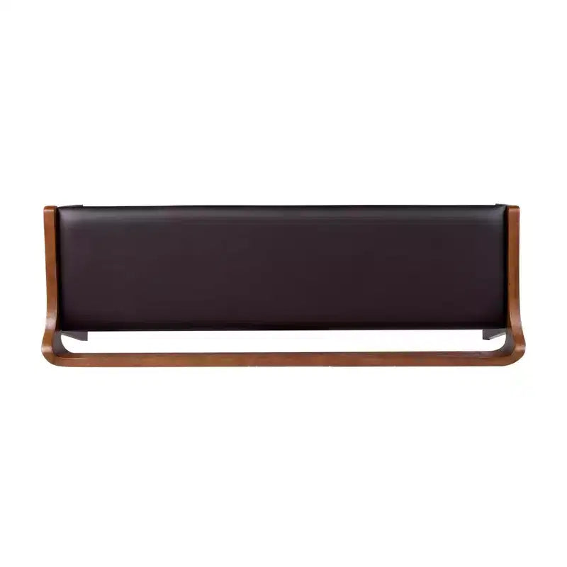 60 Inch Chestnut Dining Bench - Acacia Wood, Faux Leather Seat, Seats Two