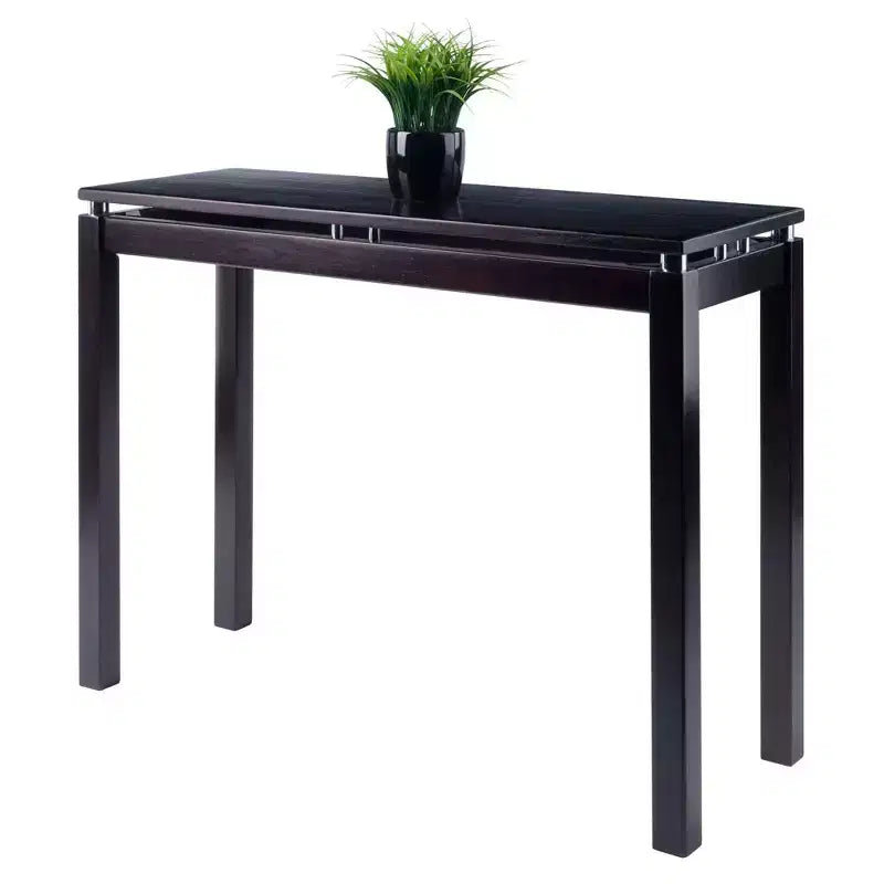 Dark Espresso Console Table with Metal Accents