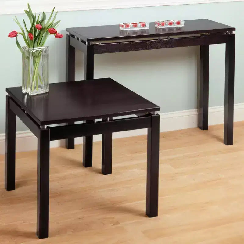 Dark Espresso Console Table with Metal Accents