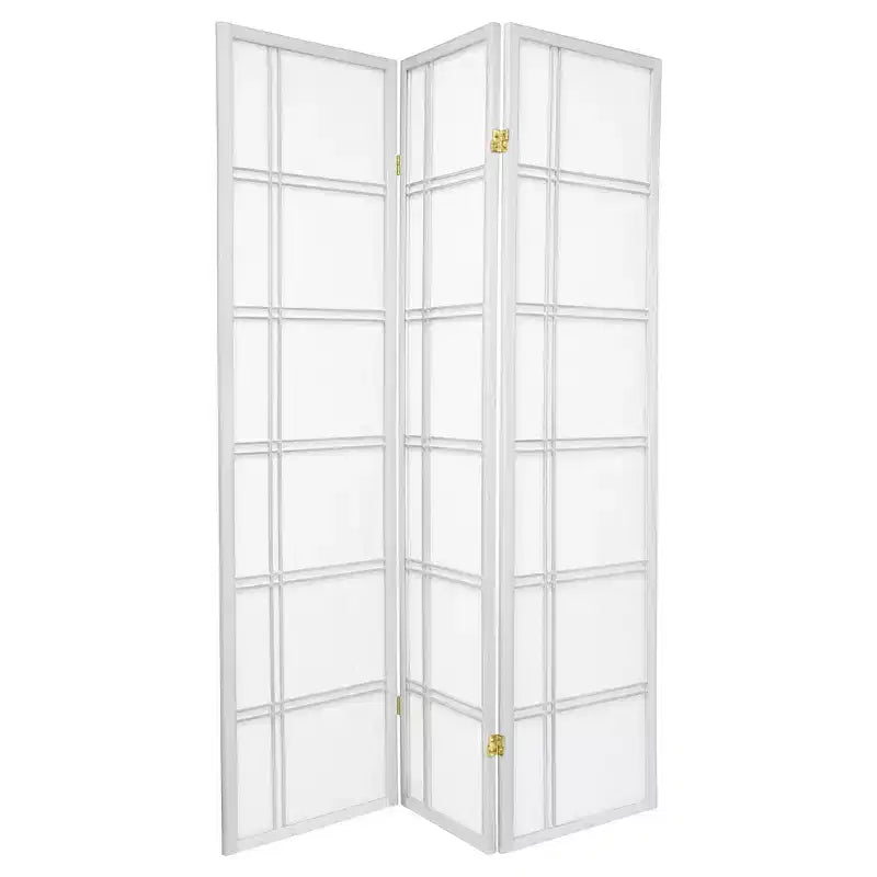 6 ft. Tall Double Cross Shoji Screen - White (3 Panels)