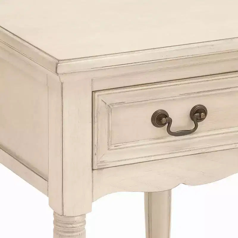 Traditional Wood Accent Table Ivory