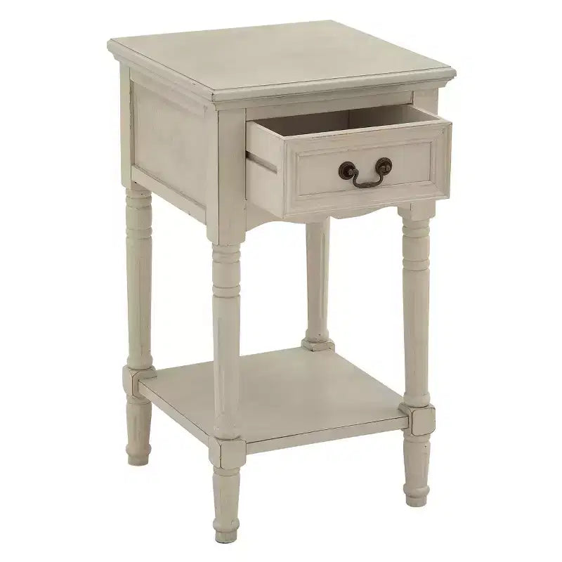 Traditional Wood Accent Table Ivory