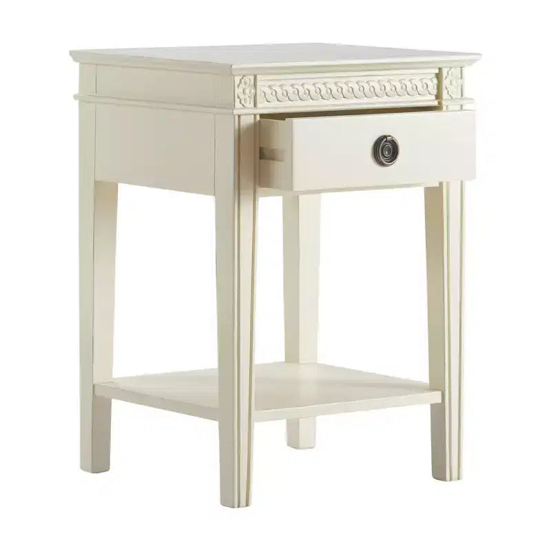 Antique White One-Drawer End Table - French Countryside Style