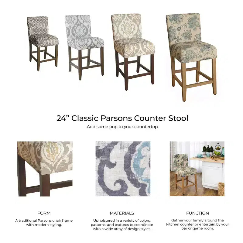 24 Upholstered Counter Height Barstool