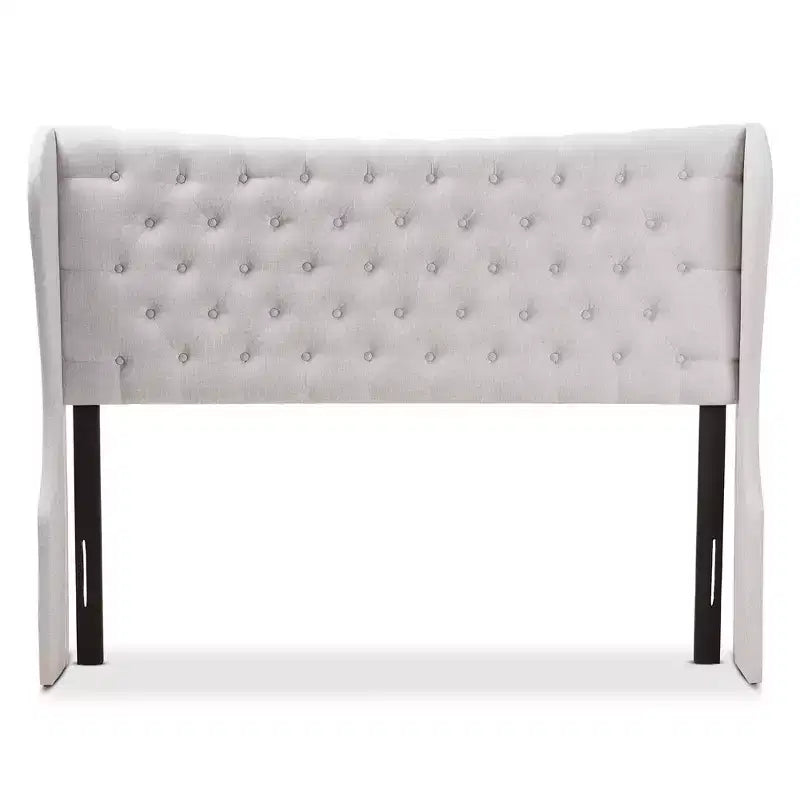 Modern Fabric Button Tufted Winged Headboard - Gray