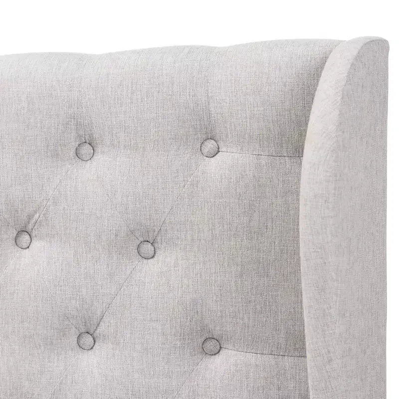 Modern Fabric Button Tufted Winged Headboard - Gray