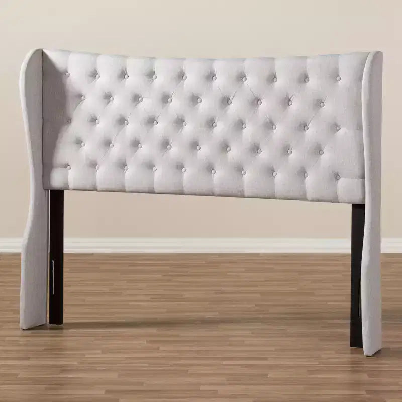 Modern Fabric Button Tufted Winged Headboard - Gray