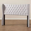 Modern Fabric Button Tufted Winged Headboard - Gray