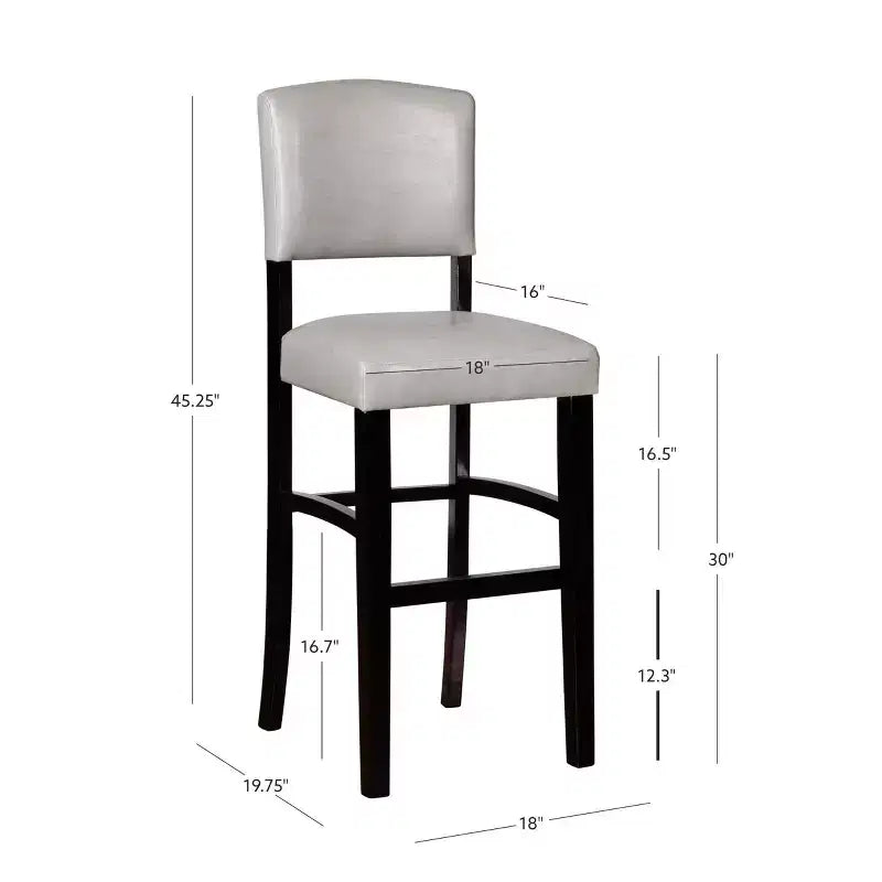 Morocco Upholstered Barstool - Faux Leather, Rubberwood Frame, 30 Inch Seat Height, 225 lb