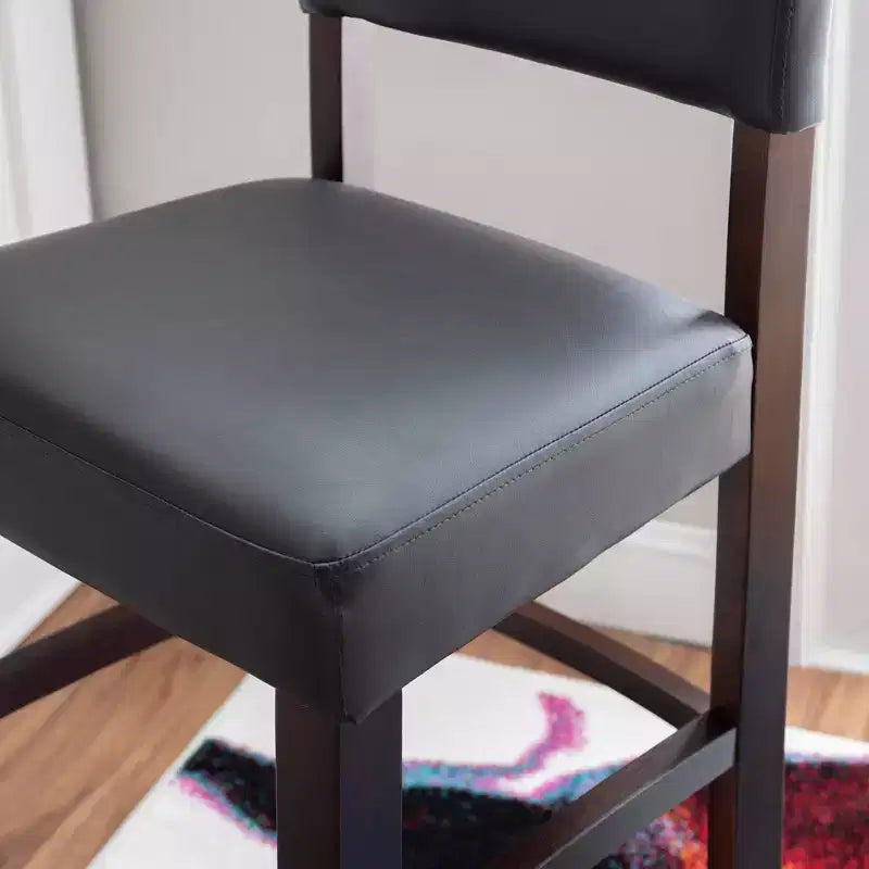 Morocco Upholstered Barstool - Faux Leather, Rubberwood Frame, 30 Inch Seat Height, 225 lb