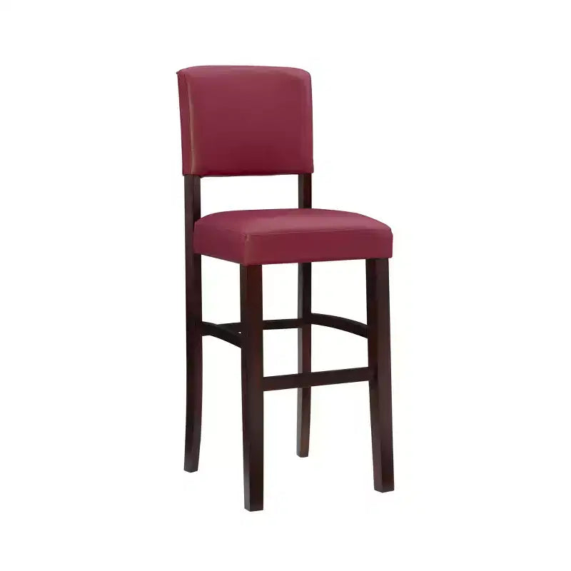 Morocco Upholstered Barstool - Faux Leather, Rubberwood Frame, 30 Inch Seat Height, 225 lb