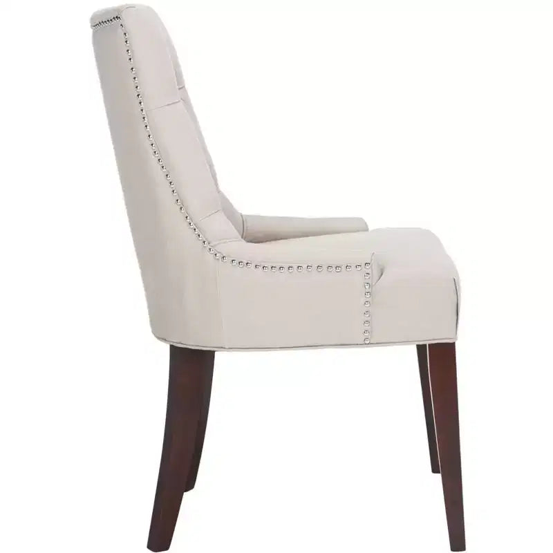 19" H Tufted Dining Chair with Nail Head Trim - Taupe