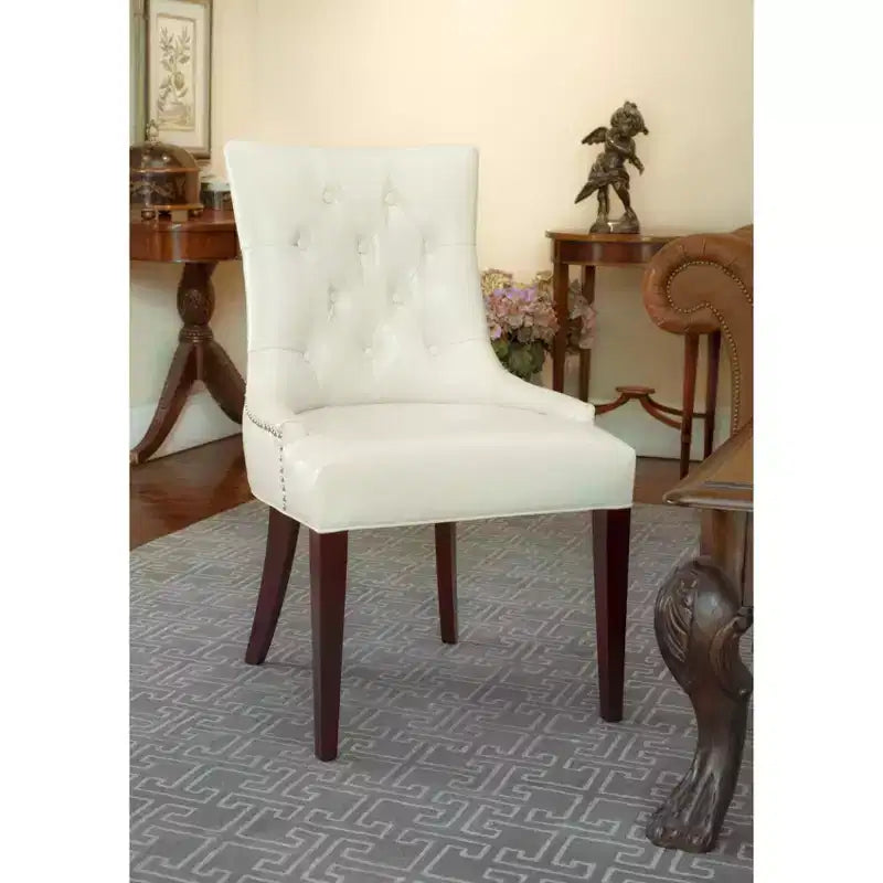 19" H Tufted Dining Chair with Nail Head Trim - Taupe